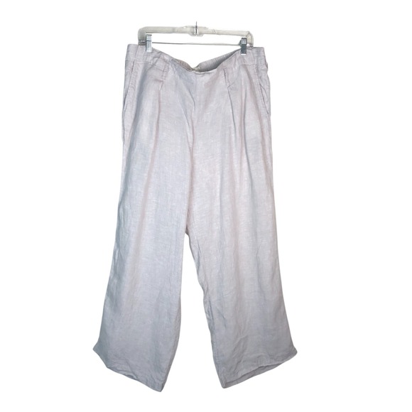 100% Linen Nicole Miller Womens Wide Leg Pants Size XL Pull On Summer Breathable - Picture 1 of 7